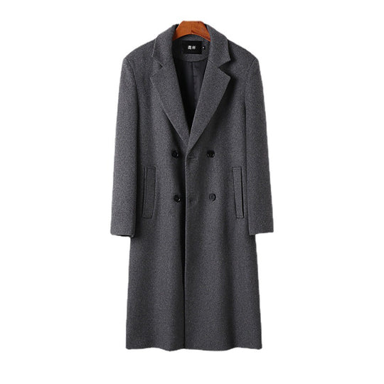 Herren Eleganter Wollmix-Longcoat mit Doppelreihe und fallendem Revers Nord Taschen