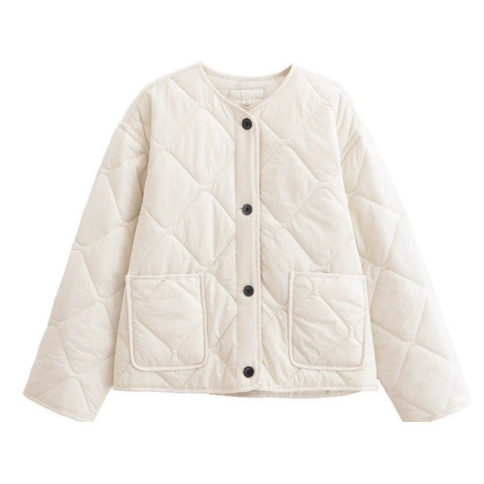 Damen 20+ gesteppte Overshirt-Jacke mit Rundhals, durchgehender Knopfleiste und aufgesetzten Taschen Nord Taschen