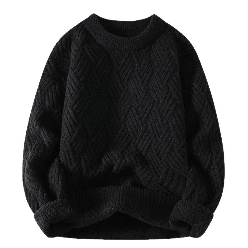 Damen grobgestrickter Oversize-Pullover mit Zopfmuster und elastischem Rippbund Nord Taschen