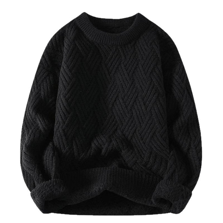 Damen grobgestrickter Oversize-Pullover mit Zopfmuster und elastischem Rippbund Nord Taschen