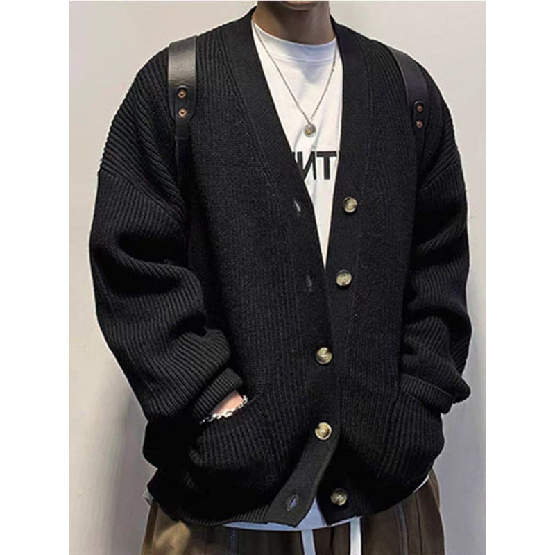 Herren Oversized Strickcardigan mit Ellenbogen-Patches und aufgesetzten Taschen Nord Taschen