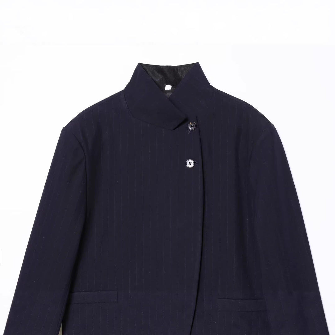 Damen Zweiteiliges Anzug-Set mit asymmetrischem Stehkragen-Blazer und weiter Palazzohose Nord Taschen