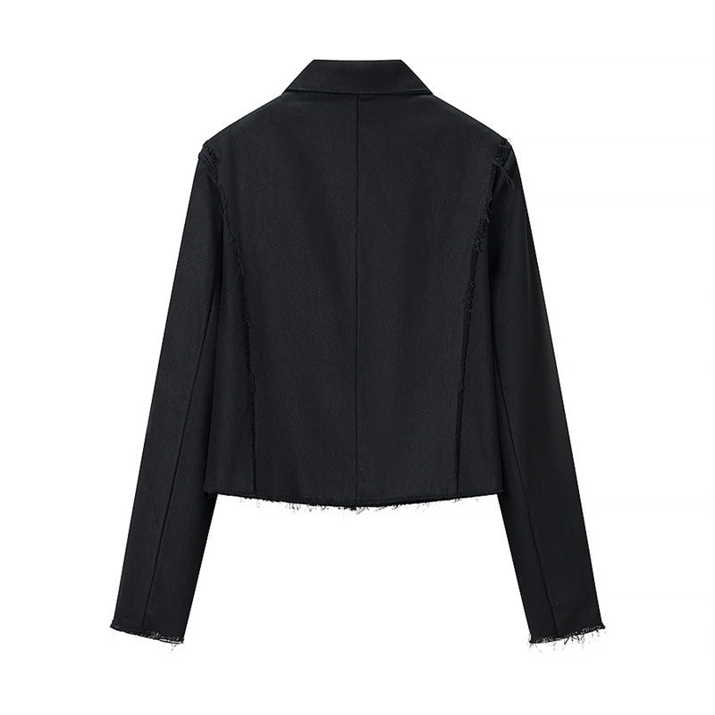 Damen Gekürzte Militärinspirierte Jacke mit Tressenapplikation und fransigem Saum Nord Taschen