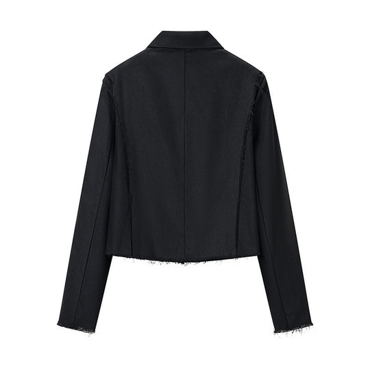 Damen Gekürzte Militärinspirierte Jacke mit Tressenapplikation und fransigem Saum Nord Taschen
