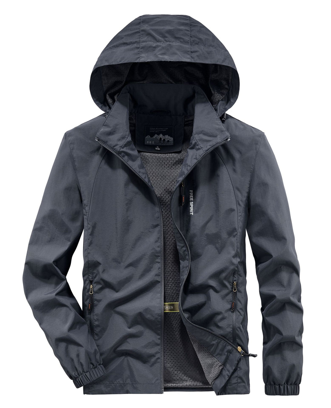 Herren Ultraleichte Atmungsaktive Kapuzenjacke mit perforiertem Mesh‑Futter und Reißverschlusstaschen Nord Taschen