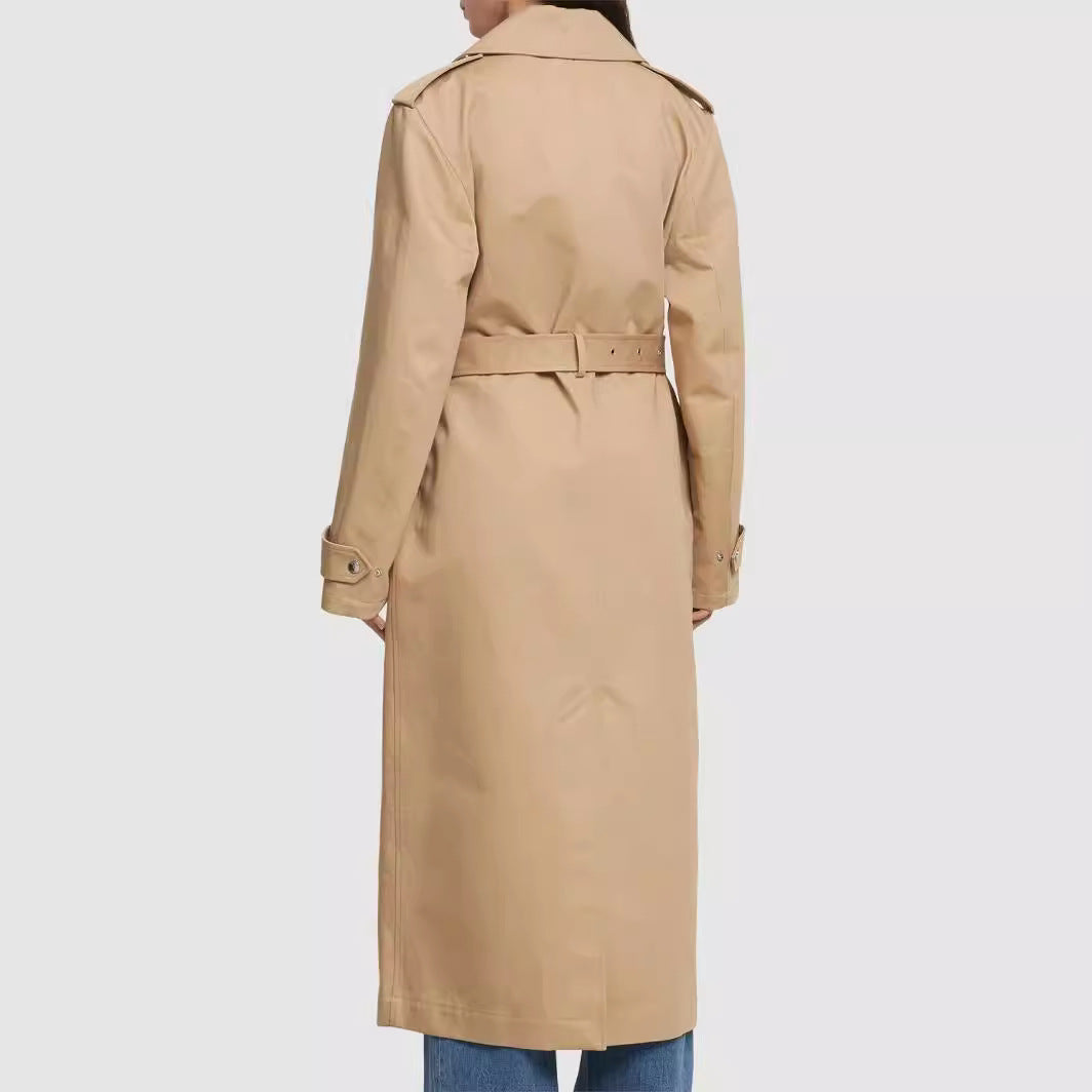 Damen bodenlanger Oversize-Trenchcoat mit Reißverschluss und weitem Schalkragen Nord Taschen