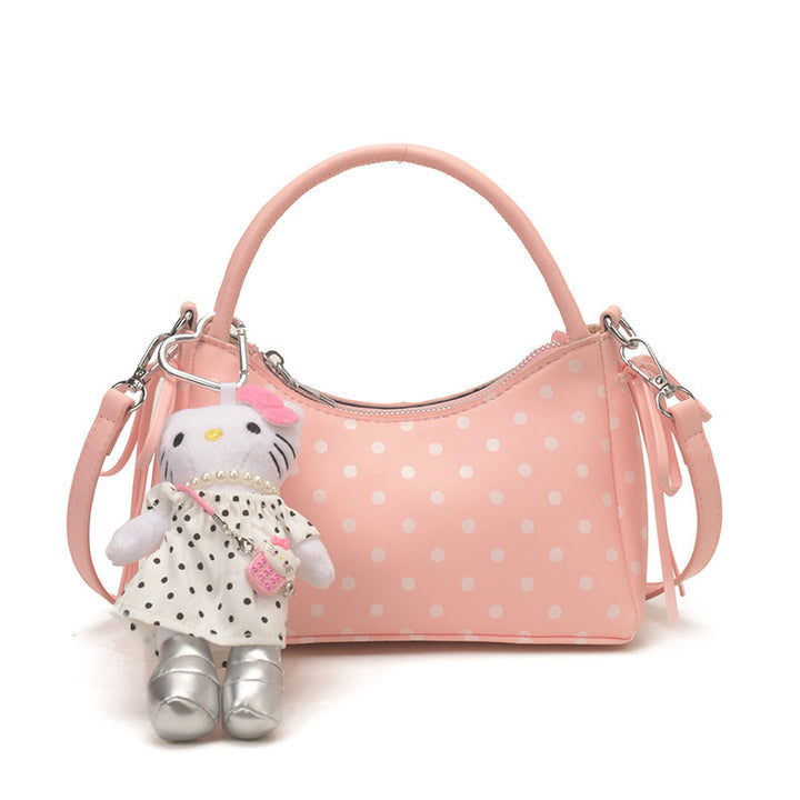 Damen Hobo-Tasche mit verspieltem Punktmuster und charmantem Anhänger Nord Taschen