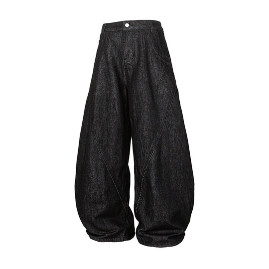 Damen Weite Harem-Denimhose mit hoher Taille und ballonförmigem Bein Nord Taschen