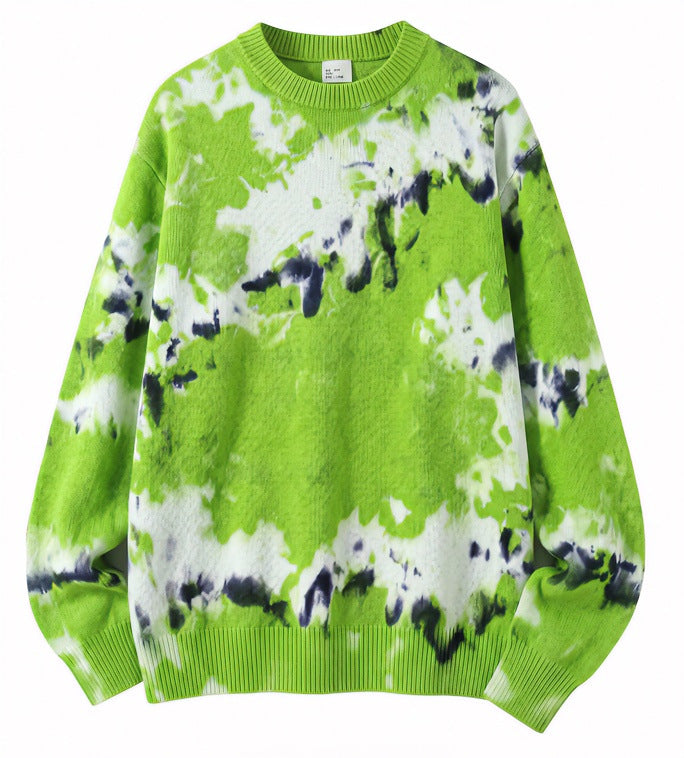 Herren Oversized Batik-Pullover mit Rundhalsausschnitt und Rippbündchen Nord Taschen