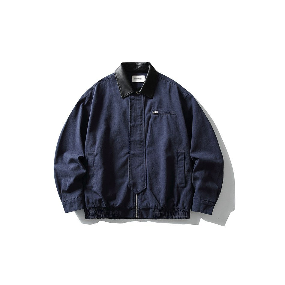Herren Boxy-Canvas-Blouson mit kontrastierendem Kunstlederkragen und elastischem Saum Nord Taschen