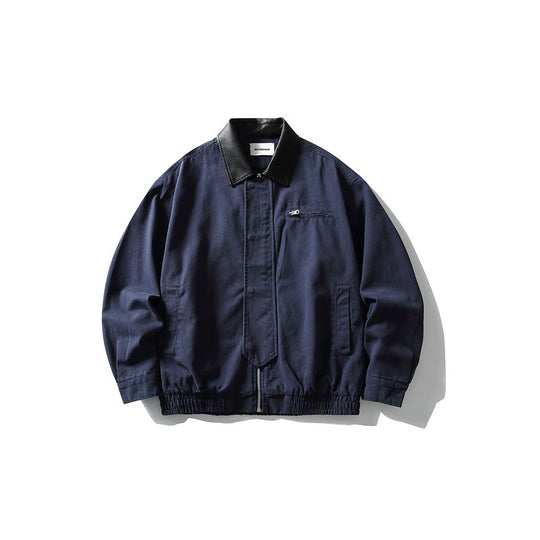 Herren Boxy-Canvas-Blouson mit kontrastierendem Kunstlederkragen und elastischem Saum Nord Taschen