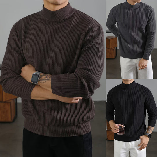 Herren Modischer Rollkragenpullover aus Rippstrick Nord Taschen