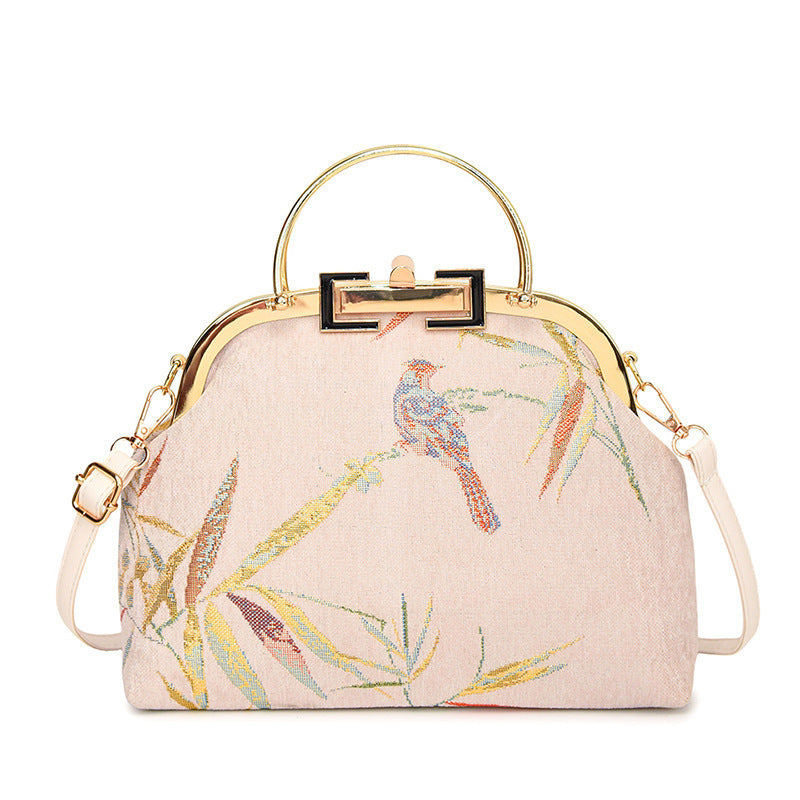 Damen elegante Handtasche mit kunstvoller Vogel-Stickerei Nord Taschen
