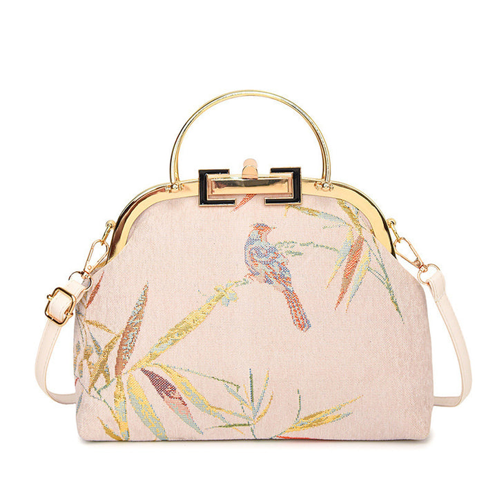Damen elegante Handtasche mit kunstvoller Vogel-Stickerei Nord Taschen