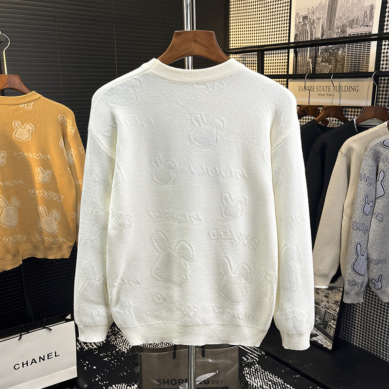 Unisex Feinstrick-Pullover mit dezentem Jacquard-Hasenrelief und Rundhalsausschnitt Nord Taschen