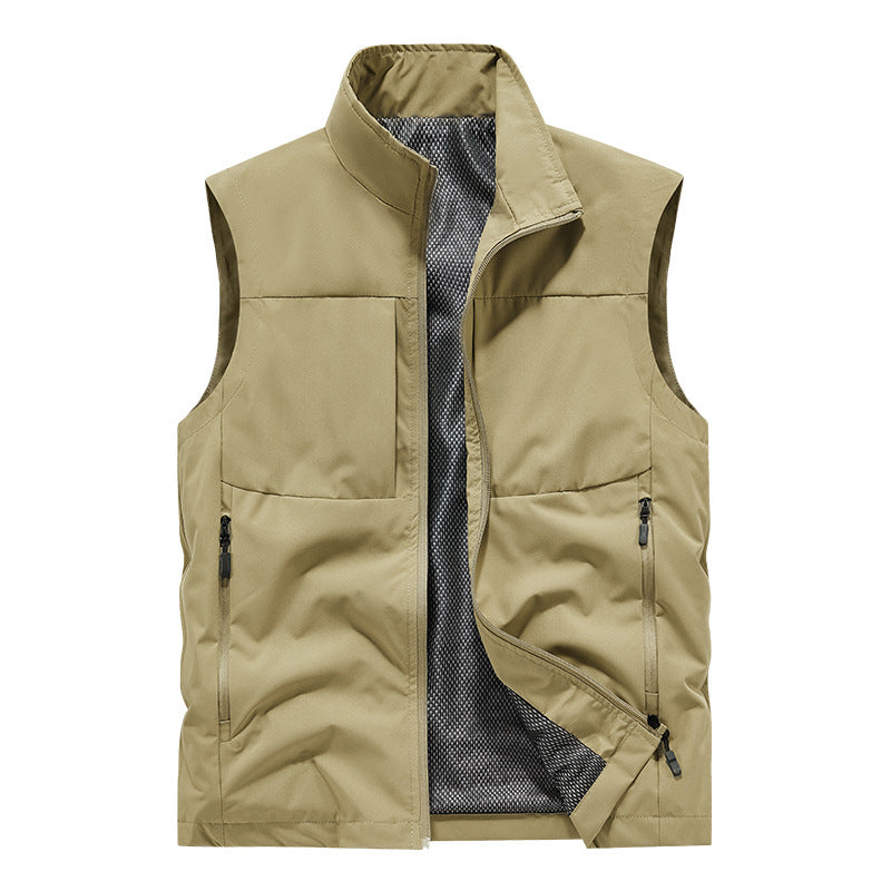 Herren Leichte technische Outdoor‑Weste mit Stehkragen, Netzfutter und Reißverschlusstaschen Nord Taschen