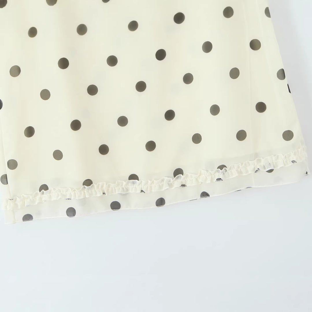 Damen Midirock aus fließendem Chiffon mit Polka‑Dot und Volantbesatz Nord Taschen