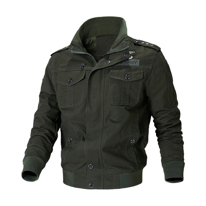 Herren Urbaner Canvas‑Pilotjacke im Military‑Look mit Brusttaschen, Epauletten und Rippbündchen Nord Taschen