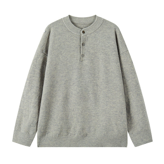 Herren Oversize-Strickpullover mit Henley-Kragen und Halbknopfleiste Nord Taschen