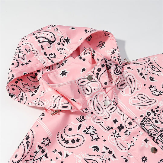 Damen bedruckte leichte Kapuzen‑Windjacke im Bandana‑/Paisley‑Muster Nord Taschen