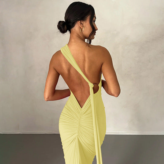 Damen Elegantes One-Shoulder Abendkleid Nord Taschen