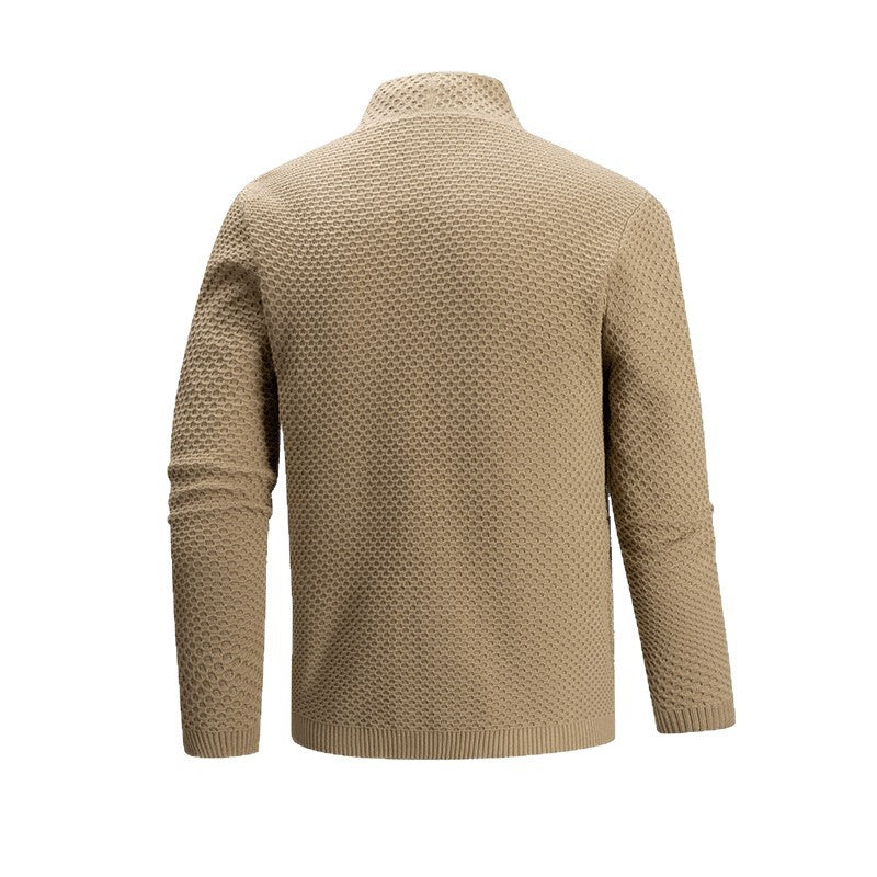 Herren offener Waffelstrick-Cardigan mit Schalkragen, aufgesetzten Taschen und gerippten Bündchen Nord Taschen