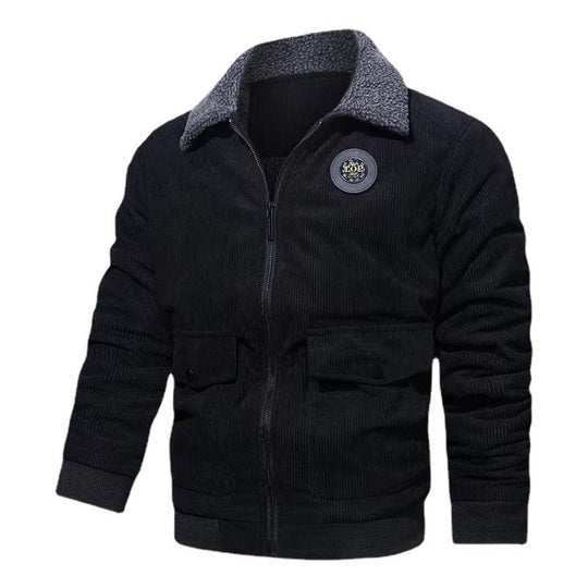 Herren Cord-Blouson mit Teddyfutter, Pattentaschen und Stehkragen Nord Taschen