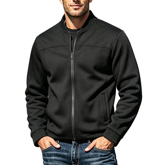 Herren Veloursleder-Optik Bomberjacke mit Reißverschluss und Rippbündchen Nord Taschen