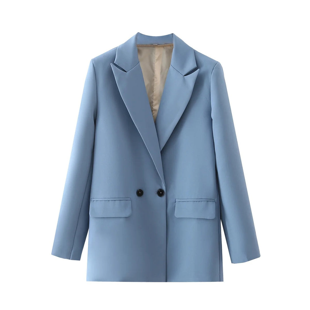Damen Langer Oversize-Blazer mit markantem Revers, Pattentaschen und leichter Schulterpolsterung Nord Taschen