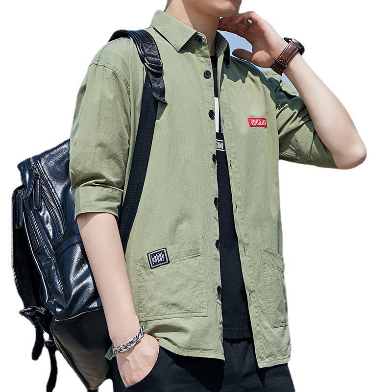 Herren Overshirt‑Hemdjacke im leichten Canvas‑Look mit aufgesetzten Fronttaschen und verkürzten Ärmeln Nord Taschen