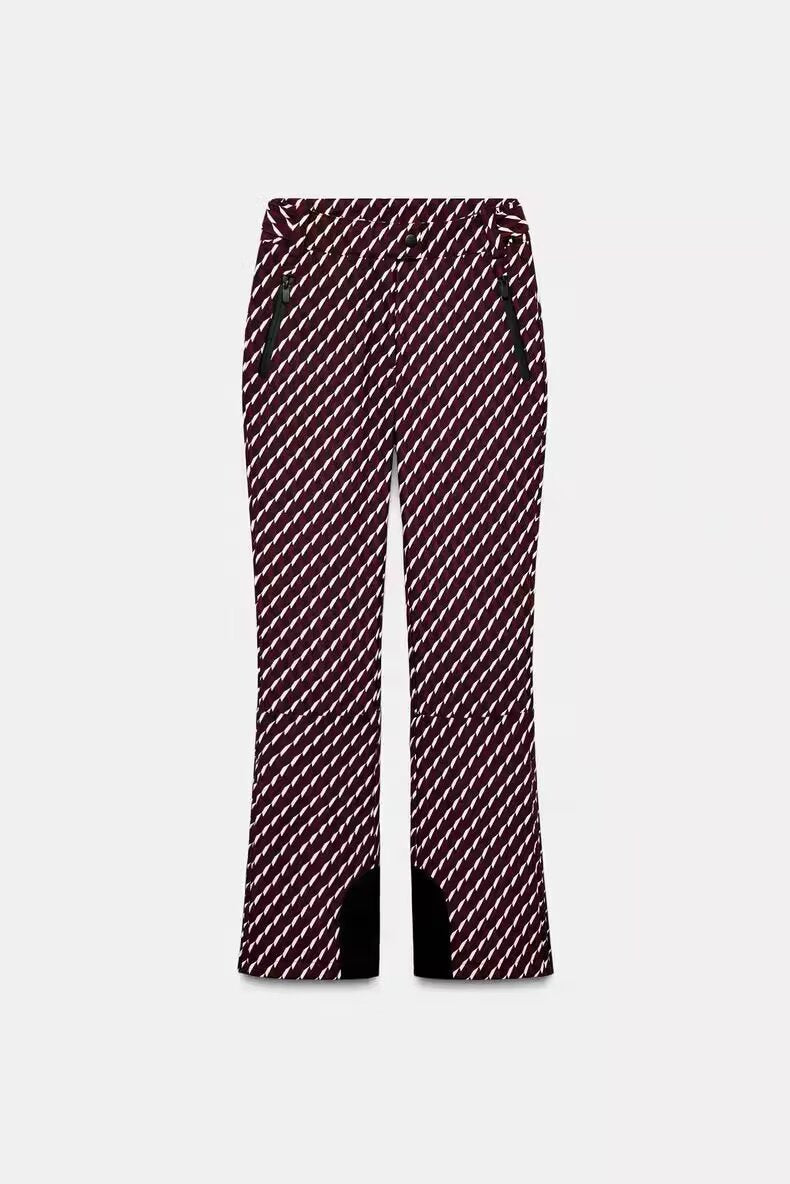 Damen 30+ taillierte Bootcut‑Skihose mit Allover‑Print, Reißverschlusstaschen und verstärktem Beinabschluss Nord Taschen