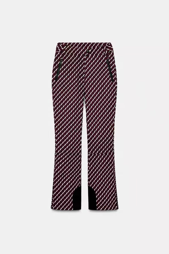 Damen 30+ taillierte Bootcut‑Skihose mit Allover‑Print, Reißverschlusstaschen und verstärktem Beinabschluss Nord Taschen