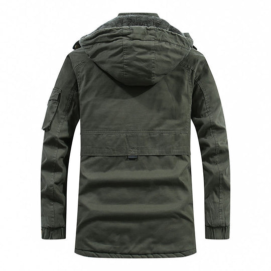 Herren Thermo-Parka aus robustem Canvas mit Teddyfleece-Innenfutter, Kapuze und Ärmeltasche Nord Taschen