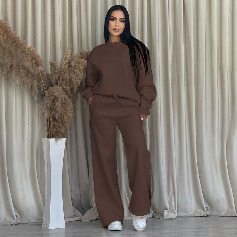 Damen Oversize-Sweatset aus weichem French-Terry mit weiter Palazzo-Jogginghose Nord Taschen