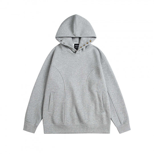 Unisex Oversize-Kapuzenpullover aus melierter Baumwollmischung mit Nietenbesatz und Teilungsnähten Nord Taschen