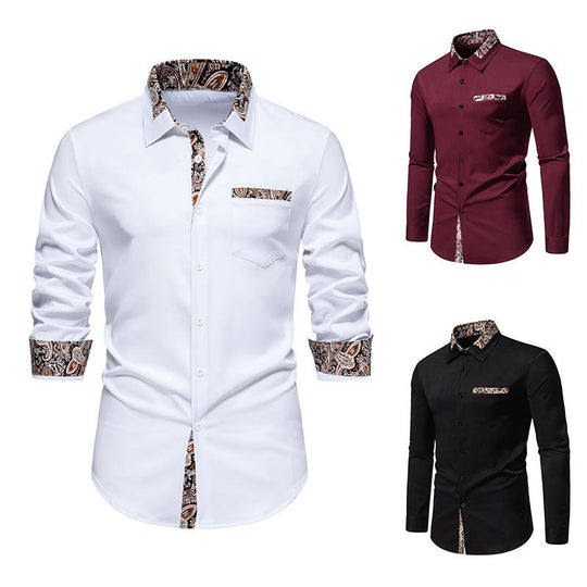 Herren klassisches Langarmhemd mit modernem Paisley-Muster