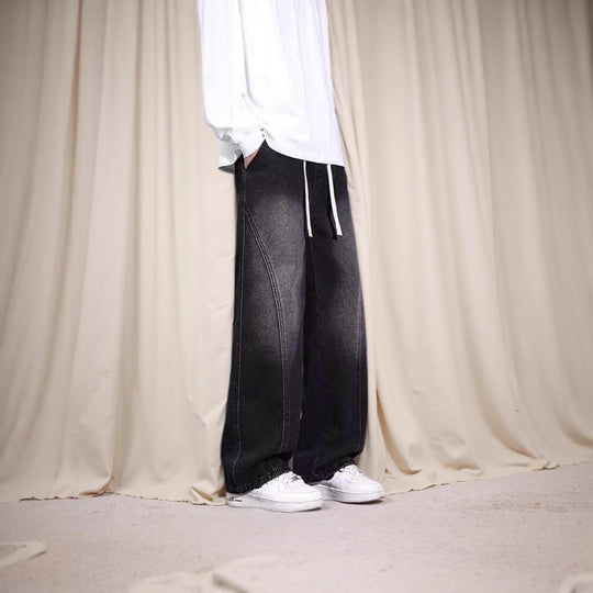 Damen Weitgeschnittene Jeans mit elastischem Bund Nord Taschen