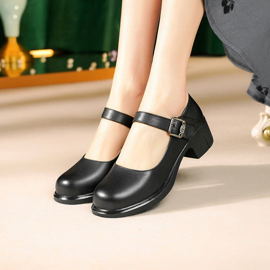 Damen Mary Jane Ballerinas mit elegantem Riemchen und komfortablem Blockabsatz