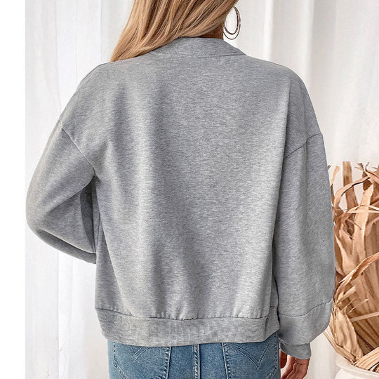 Damen Leichte Oversize-Zipjacke mit Ballonärmeln und Rippbündchen Nord Taschen