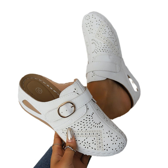 Damen Bequeme Clogs mit perforiertem Leder Nord Taschen