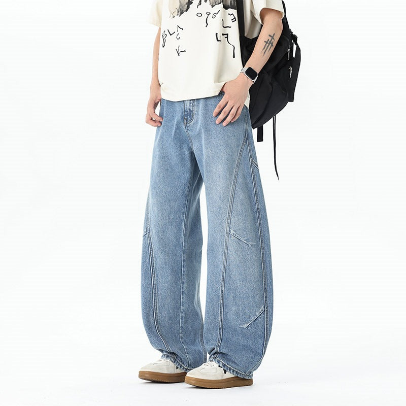 Herren Extraweite Baggy-Jeans mit tiefem Schritt und markanten Kontrastnähten Nord Taschen