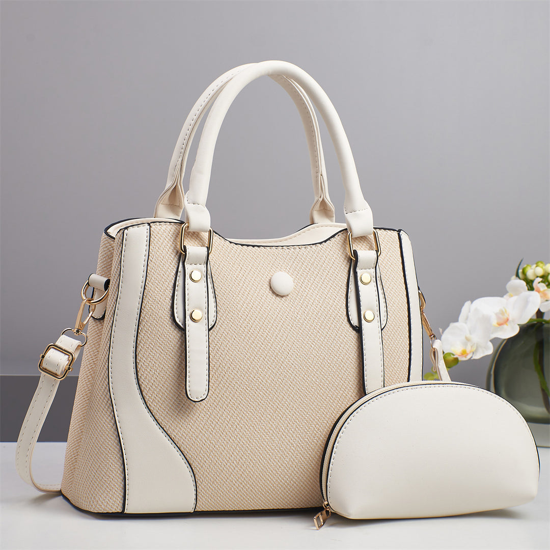 Damen elegante Handtasche mit strukturiertem Obermaterial und abnehmbarer Mini-Clutch Nord Taschen