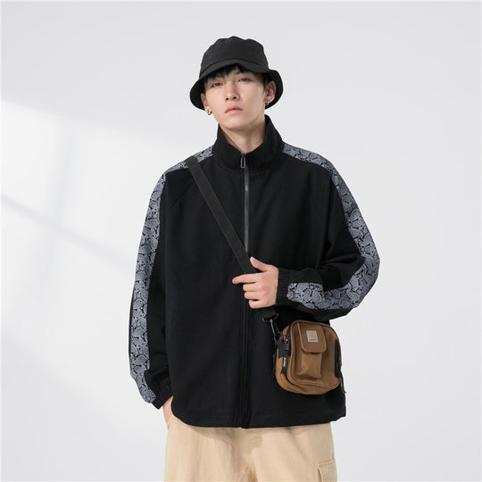 Herren Oversize Übergangsjacke mit Raglanärmeln, Stehkragen und elastischen Bündchen Nord Taschen