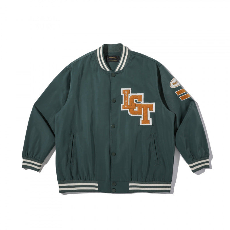 Unisex College-Bomberjacke mit gestepptem Patch, gestreiften Rippsäumen und Druckknopfleiste Nord Taschen