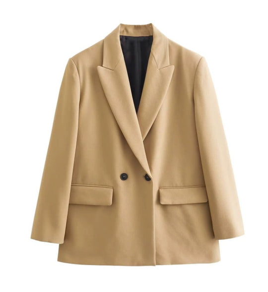 Damen 100+ geradliniger Longline Blazer mit Reverskragen, doppelreihiger Optik und Pattentaschen Nord Taschen