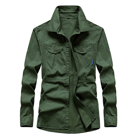 Herren Leichtes Canvas-Fieldshirt mit Brustklappen und Hemdkragen Nord Taschen