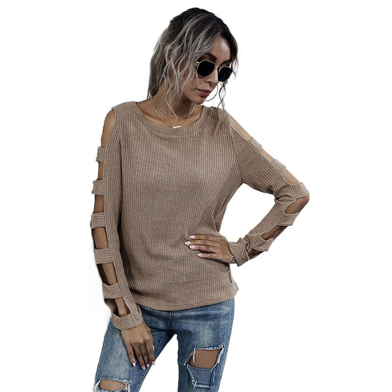 Damen Bequemer Pullover mit Cut-Out-Details Nord Taschen