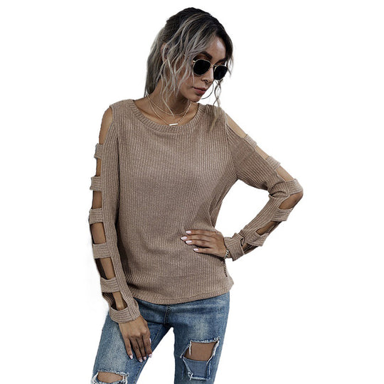 Damen Bequemer Pullover mit Cut-Out-Details Nord Taschen