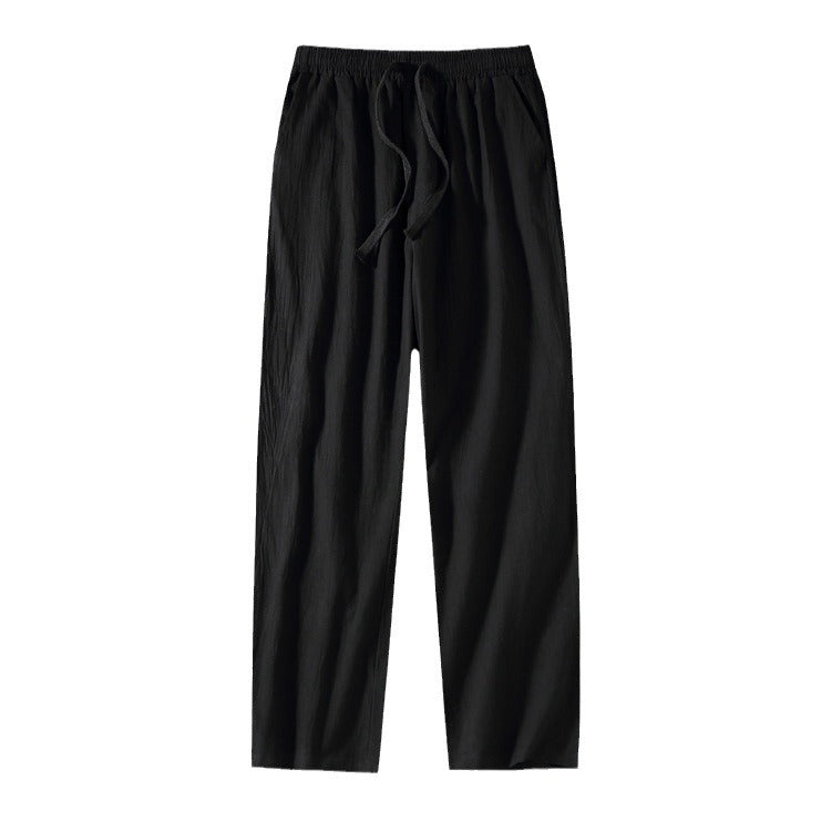 Herren Leinenhose mit elastischem Bund und Tunnelzug geradem Bein Nord Taschen