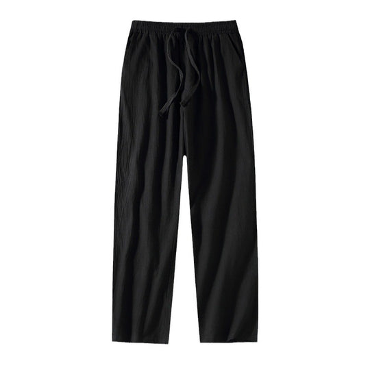 Herren Leinenhose mit elastischem Bund und Tunnelzug geradem Bein Nord Taschen